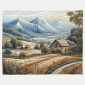 Gewatteerde berglandschap Scène Blauw Fleece Deken (Voorkant (Horizontaal))