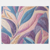 Gewatteerde Blauw Paarse Roze Bladeren Design Fleece Deken (Voorkant (Horizontaal))