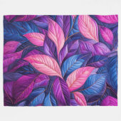 Gewatteerde Blauw Paarse Roze Bladeren Design Fleece Deken (Voorkant (Horizontaal))