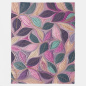 Gewatteerde Blauw Paarse Roze Bladeren Design Fleece Deken (Voorkant)