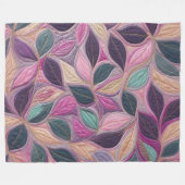 Gewatteerde Blauw Paarse Roze Bladeren Design Fleece Deken (Voorkant (Horizontaal))