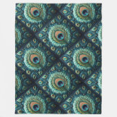 Gewatteerde blauwe pauwenveren ontwerp fleece deken (Voorkant)