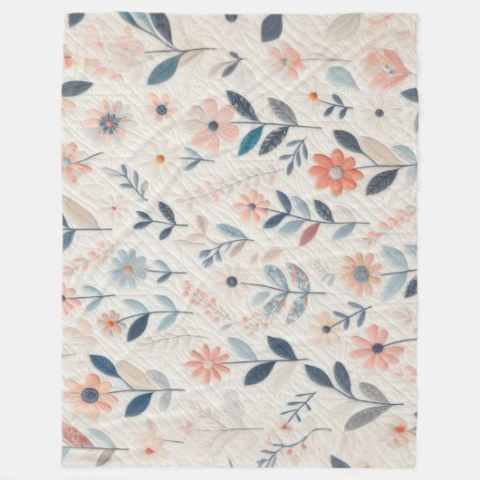 Gewatteerde bloemen ontwerp fleece deken (Voorkant)