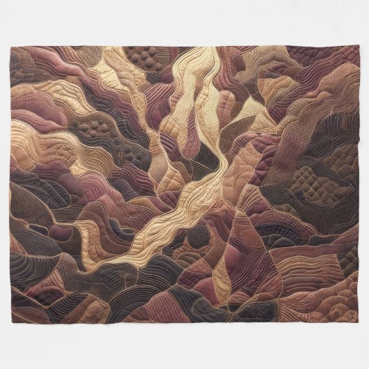 Gewatteerde Bourgogne Goud Abstract Design Fleece Deken (Voorkant (Horizontaal))