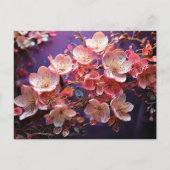 Gewatteerde Cherry Blossom Art Briefkaart - Paarse (Voorkant)
