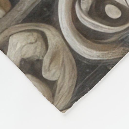 Gewatteerde crème grijs arabisque fleece deken (Hoek)