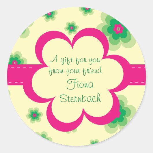 Gewatteerde Floral Gift Sticker (Voorkant)