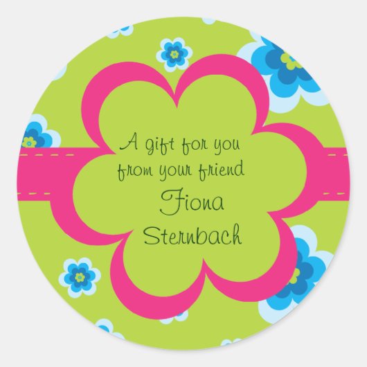 Gewatteerde Floral Gift Sticker (Voorkant)