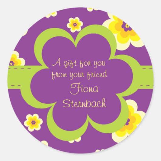 Gewatteerde Floral Gift Sticker (Voorkant)