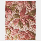 Gewatteerde gouden en roze bladeren ontwerp fleece deken (Voorkant)