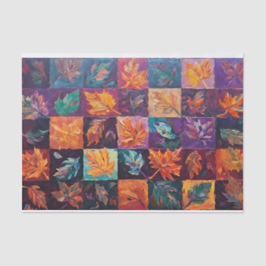 Gewatteerde herfstbladeren, Herfst boerderijpatroo Tissuepapier (Voorkant)