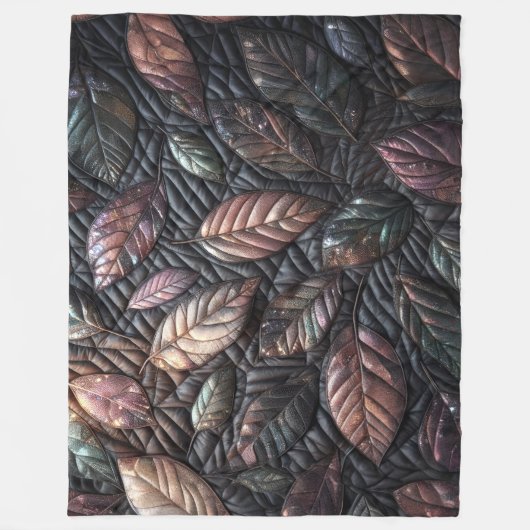 Gewatteerde iriserende bladeren ontwerp fleece deken (Voorkant)