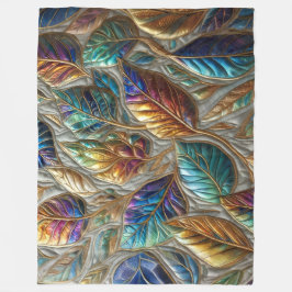 Gewatteerde iriserende bladeren ontwerp fleece deken