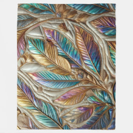Gewatteerde iriserende bladeren ontwerp fleece deken