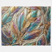 Gewatteerde iriserende bladeren ontwerp fleece deken (Voorkant (Horizontaal))