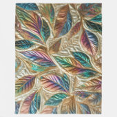 Gewatteerde iriserende bladeren ontwerp fleece deken (Voorkant)