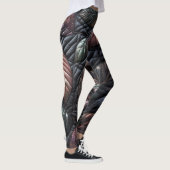 Gewatteerde iriserende bladeren ontwerp leggings (Rechts)