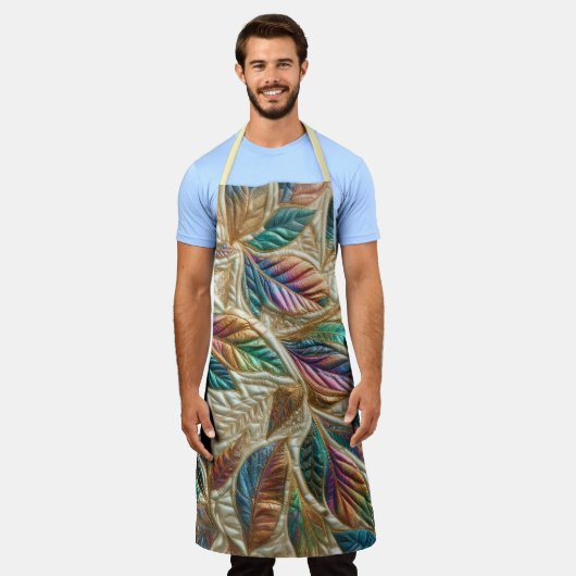 Gewatteerde iriserende bladeren ontwerp schort (Gedragen)