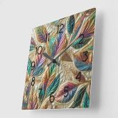 Gewatteerde iriserende bladeren ontwerp vierkante klok (Hoek)