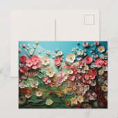 Gewatteerde kersenbloesem kunst op blauw Briefkaar Briefkaart (Voorkant / Achterkant)