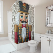 Gewatteerde kerst Notenkraker Douchegordijn (In situ)