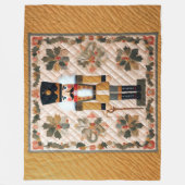 Gewatteerde Kerst Notenkraker Fleece Deken Goud (Voorkant)