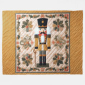 Gewatteerde Kerst Notenkraker Fleece Deken Goud (Voorkant (Horizontaal))