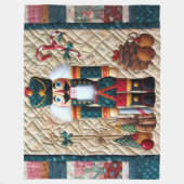 Gewatteerde Kerst Notenkraker Fleece Deken Teal (Voorkant)