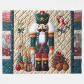 Gewatteerde Kerst Notenkraker Fleece Deken Teal (Voorkant (Horizontaal))