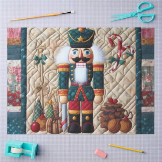 Gewatteerde Kerst Notenkraker Groen Rood Tissuepapier (Craft)