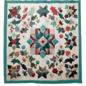 Gewatteerde kerst ontwerp douchegordijn (Voorkant)