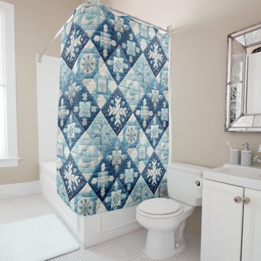 Gewatteerde kerst ontwerp douchegordijn (In situ)