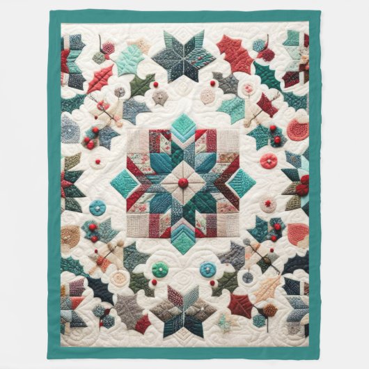 Gewatteerde kerst ontwerp fleece deken (Voorkant)