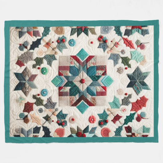 Gewatteerde kerst ontwerp fleece deken (Voorkant (Horizontaal))