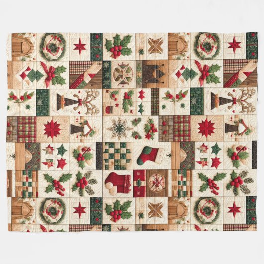 Gewatteerde kerst ontwerp fleece deken (Voorkant (Horizontaal))