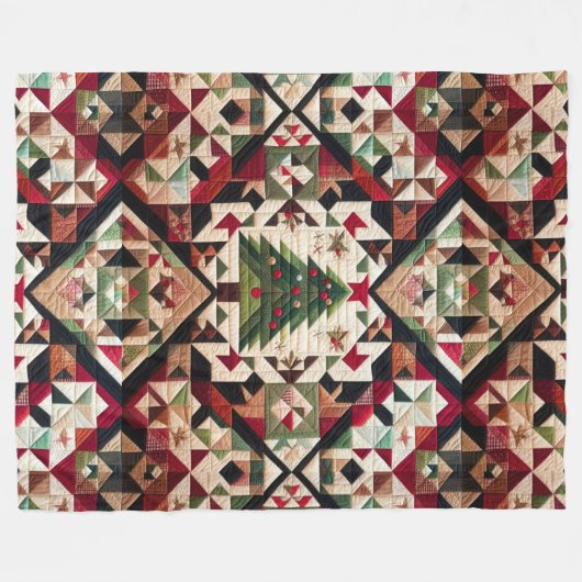 Gewatteerde kerst ontwerp fleece deken (Voorkant (Horizontaal))