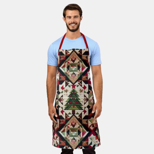 Gewatteerde kerst ontwerp schort (Gedragen)