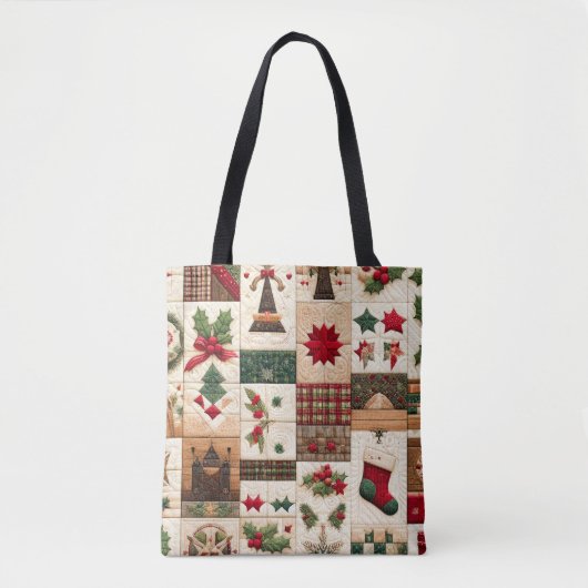 Gewatteerde kerst ontwerp tote bag (Voorkant)