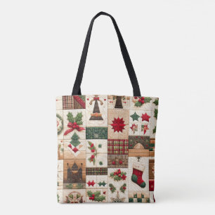 Gewatteerde kerst ontwerp tote bag