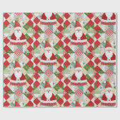 Gewatteerde kerstman cadeaupapier (Vlak)