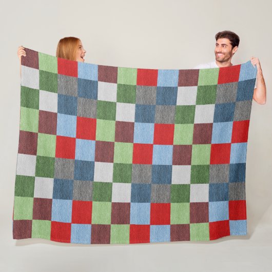 Gewatteerde kleurblokken fleece deken (In situ)