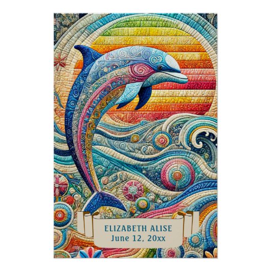 GEWATTEERDE LOOK COLORFU SPRINGEN DOLFIJN ZON & SU PERFECT POSTER (Voorkant)