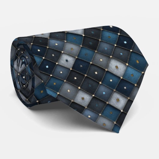 Gewatteerde Navy Diamond Groomsmen Wedding Stropdas (Opgerold)