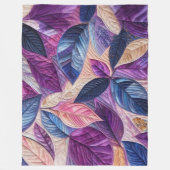 Gewatteerde Paarse Blauwe Roze Bladeren Design Fleece Deken (Voorkant)