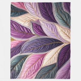 Gewatteerde Paarse Blauwe Roze Bladeren Design Fleece Deken
