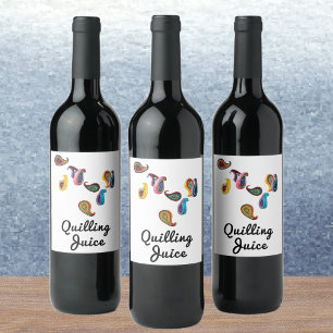 Gewatteerde Paisleys Grappig Quilling Juice (6) Wijn Etiket