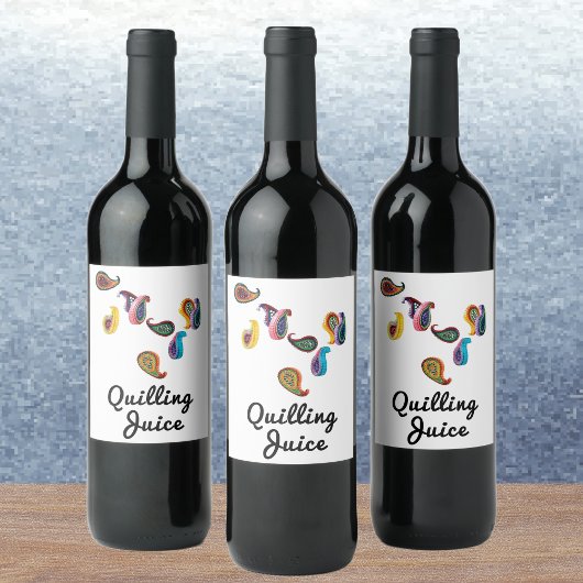Gewatteerde Paisleys Grappig Quilling Juice (6) Wijn Etiket