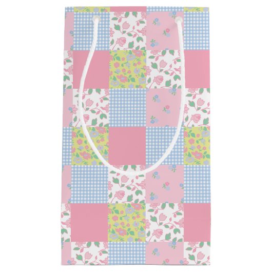 Gewatteerde Patchwork Gift Bag Klein Cadeauzakje (Voorkant)