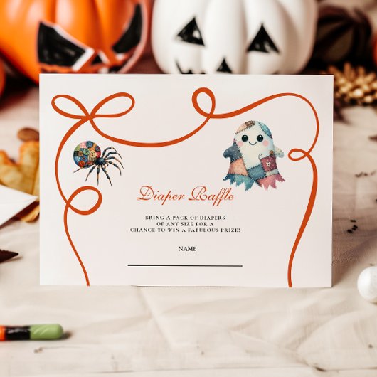 Gewatteerde patchwork Halloween Diapper Raffle Informatiekaartje