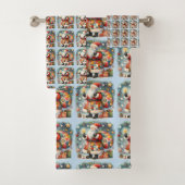 Gewatteerde patchwork kerstman met kerststerren bad handdoek (Insitu)